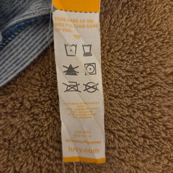 Lucy Dashing Sleeveless Striped Pocket Tank Top Teal Blue Size L Stretch Casual - Picture 3 of 9